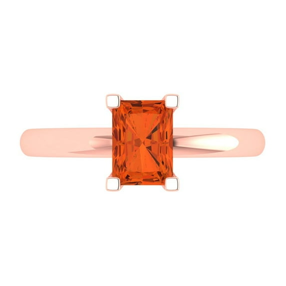 Clara Pucci 14K Rose Gold 1ct Red Solitaire Ring for Women