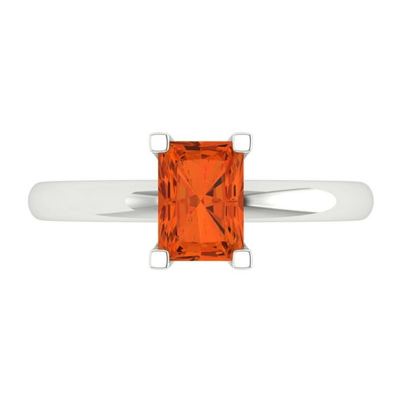 1 ct Emerald Cut Simulated Red Diamond Solitaire Engagement Ring for Women in 18K White Gold