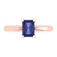 thumbnail image 1 of 1 ct Emerald Cut Simulated Tanzanite Solitaire 18K Rose Gold Womens Engagement Ring, 1 of 5