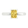 thumbnail image 1 of Clara Pucci 14K White Gold Solid Gold Yellow Solitaire Anniversary Ring for Women - 1 cttw Emerald Cut, 1 of 8