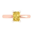thumbnail image 1 of 1 ct Emerald Cut Simulated Yellow Diamond Solitaire Engagement Ring for Women in 18K Rose Gold, 1 of 5