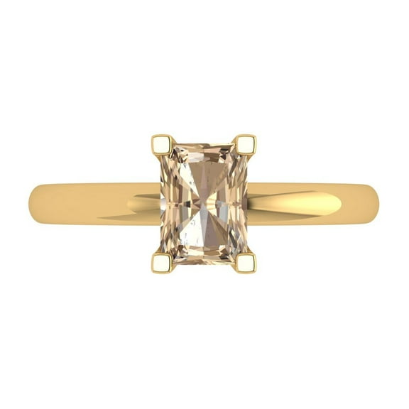 1 ct Emerald Cut Yellow Moissanite Solitaire Engagement Ring for Women in 14K Yellow Gold