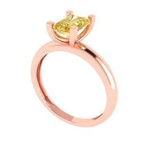 1 ct Emerald Cut Yellow Moissanite Solitaire Engagement Ring for Women in 18K Rose Gold