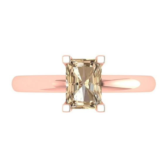 1 ct Emerald Cut Yellow Moissanite Solitaire Engagement Ring for Women in 18K Rose Gold
