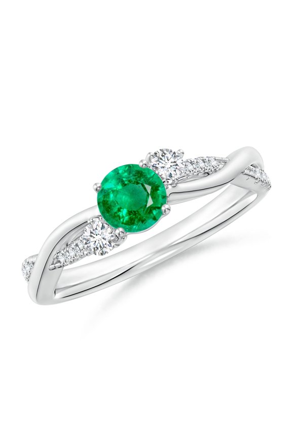 1 ct Emerald Lab Grown Ring | Green Emerald Infinity Ring | 14k White Gold Plated Emerald Infinity Ring | Diamond Ring for Women Gifts | Round Cut Diamond Multi Stone Rings