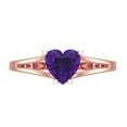 thumbnail image 1 of 1 ctw Solitaire Anniversary Ring for Women | Heart Cut Natural Amethyst | Hyperallergenic Solid 18K Rose Gold, 1 of 5