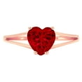 thumbnail image 1 of 1 ct Heart Cut Natural Garnet Solitaire 14K Rose Gold Womens Engagement Ring, 1 of 6