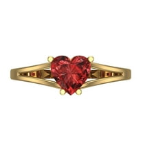 1 ctw Solitaire Anniversary Ring for Women | Heart Cut Natural Garnet | Hyperallergenic Solid 18K Yellow Gold