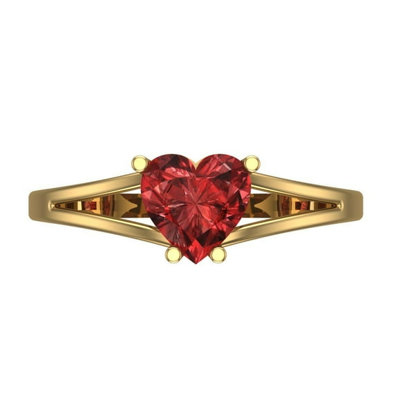 Clara Pucci 14K Yellow Gold 1ct Garnet Solitaire Ring for Women