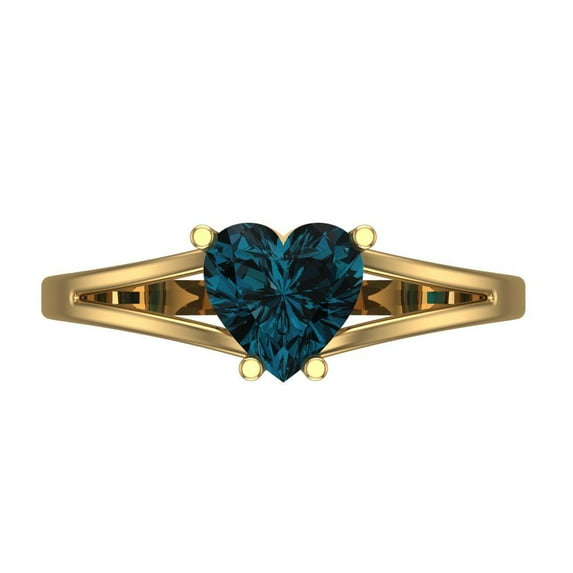 Clara Pucci 14K Yellow Gold 1ct LondonBlueTopaz Solitaire Ring for Women