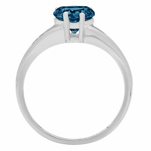 1 ct Heart Cut Natural London Blue Topaz Solitaire Engagement Ring for Women in 18K White Gold