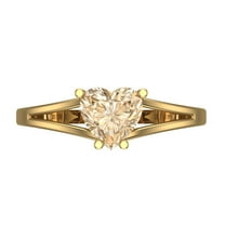 1 ctw Solitaire Anniversary Ring for Women | Heart Cut Natural Morganite | Hyperallergenic Solid 18K Yellow Gold