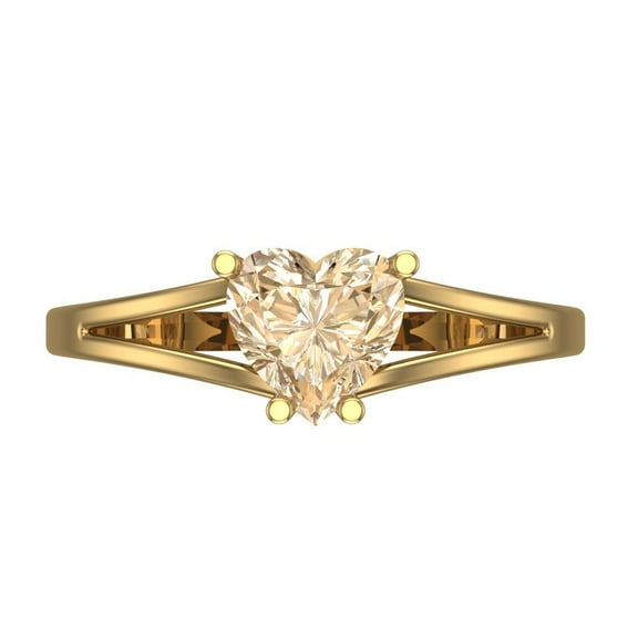 1 ct Heart Cut Natural Morganite Solitaire Engagement Ring for Women in 14K Yellow Gold