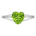 thumbnail image 1 of 1 ct Heart Cut Natural Peridot Solitaire 14K White Gold Womens Engagement Ring, 1 of 4