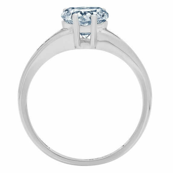 1 ct Heart Cut Natural Swiss Blue Topaz Solitaire Engagement Ring for Women in 18K White Gold