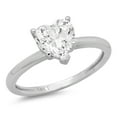 thumbnail image 1 of 1 ct Heart Cut Real Genuine Natural Diamond SI1-SI2 I-J 14K White Gold Solitaire Promise Wedding Statement Engagement Designer Ring size 3.5, 1 of 7