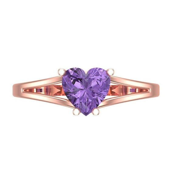 Clara Pucci 14K Rose Gold 1ct Alexandrite Solitaire Ring for Women