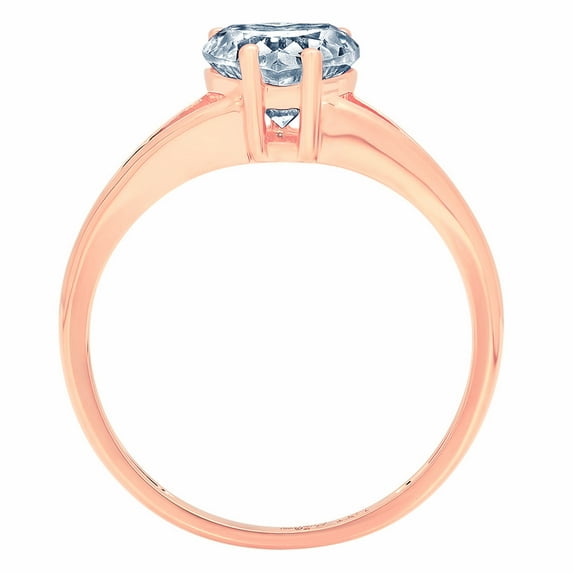 1 ct Heart Cut Simulated Blue Diamond Solitaire Engagement Ring for Women in 18K Rose Gold