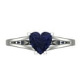 thumbnail image 1 of 1 ctw Solitaire Anniversary Ring for Women | Heart Cut Simulated Blue Sapphire | Hyperallergenic Solid 18K White Gold, 1 of 5