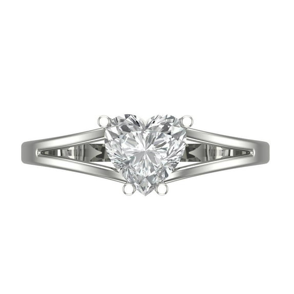 1 ct Heart Cut Simulated Diamond Solitaire Engagement Ring for Women in 18K White Gold