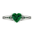 thumbnail image 1 of 1 ctw Solitaire Anniversary Ring for Women | Heart Cut Simulated Emerald | Hyperallergenic Solid 18K White Gold, 1 of 5