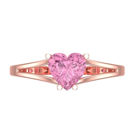 Clara Pucci 14K Rose Gold 1ct Pink Solitaire Ring for Women