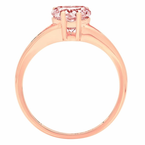 1 ct Heart Cut Simulated Pink Diamond Solitaire Engagement Ring for Women in 18K Rose Gold