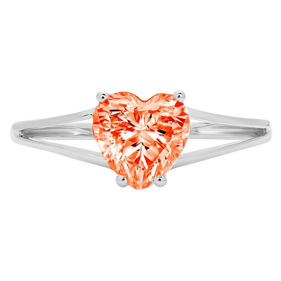 1 ct Heart Cut Simulated Red Diamond Solitaire 14K White Gold Womens Engagement Ring