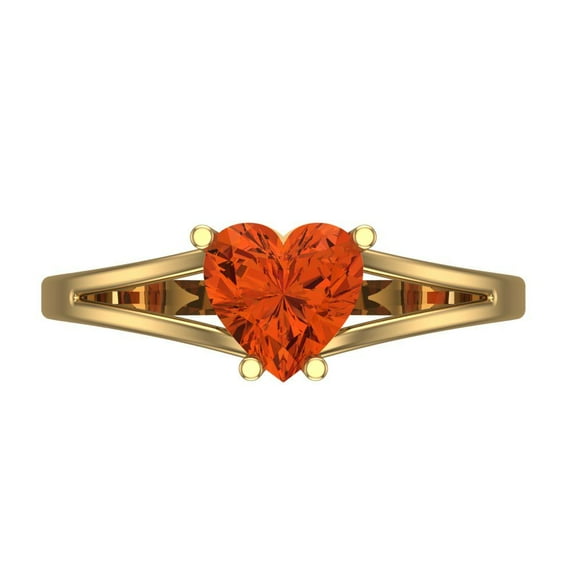 Clara Pucci 14K Yellow Gold 1ct Red Solitaire Ring for Women