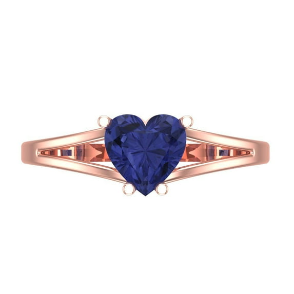 Clara Pucci 14K Rose Gold Solid Gold Tanzanite Solitaire Anniversary Ring for Women - 1 cttw Heart Cut