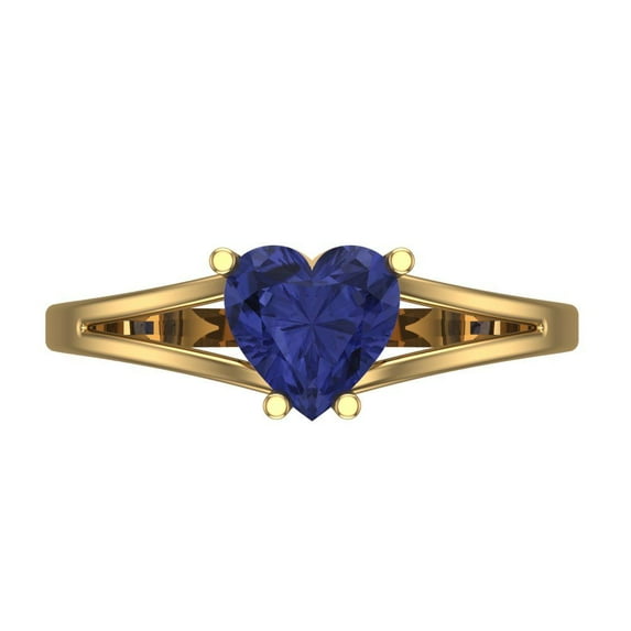 Clara Pucci 14K Yellow Gold Solid Gold Tanzanite Solitaire Anniversary Ring for Women - 1 cttw Heart Cut