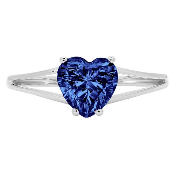 1 ct Heart Cut Simulated Tanzanite Solitaire 18K White Gold Womens Engagement Ring