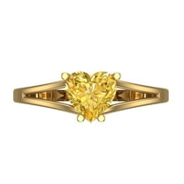 1 ctw Solitaire Anniversary Ring for Women | Heart Cut Simulated Yellow Diamond | Hyperallergenic Solid 18K Yellow Gold