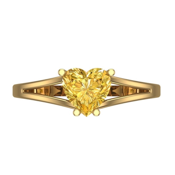 Clara Pucci 14K Yellow Gold 1ct Yellow Solitaire Ring for Women