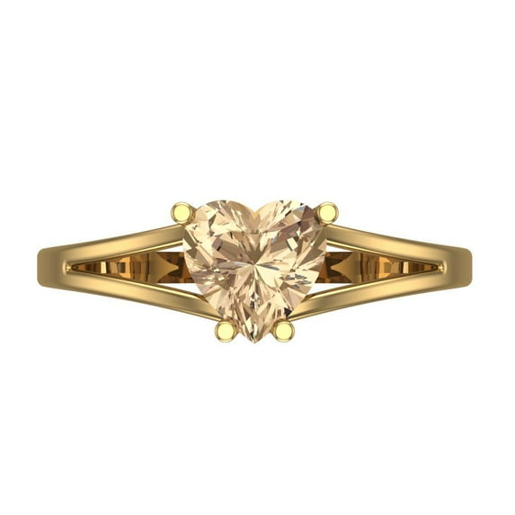 Clara Pucci 14K Yellow Gold Solid Gold YellowMoissanite Solitaire Anniversary Ring for Women - 1 cttw Heart Cut