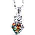 thumbnail image 1 of 1 ct Heart Shape Created Black Opal Pendant Necklace in Sterling Silver, 18", 1 of 2