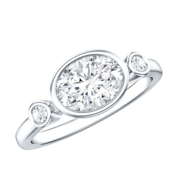 Certified 1ct Lab Grown Diamond Ring - Oval Engagement Ring - EF-VS Quality, 10K White Gold, US 3.00