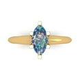 thumbnail image 1 of 1 ct Marquise Cut Blue Moissanite Solitaire 14K Yellow Gold Womens Engagement Ring, 1 of 6