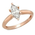 thumbnail image 1 of 1 ct Marquise Cut Genuine Cultured Diamond SI1-SI2 I-J 18K Rose Gold Solitaire Promise Wedding Statement Engagement Designer Ring size 9.5, 1 of 6