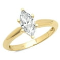 thumbnail image 1 of 1 ct Marquise Cut Genuine Cultured Diamond VS1-VS2 G-H 18K Yellow Gold Solitaire Promise Wedding Statement Engagement Designer Ring size 5.5, 1 of 6