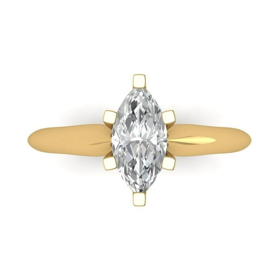 1 ct Marquise Cut Moissanite Solitaire 14K Yellow Gold Womens Engagement Ring