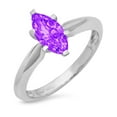 thumbnail image 1 of 1 ct Marquise Cut Natural Amethyst Solitaire 14K White Gold Womens Engagement Ring, 1 of 4