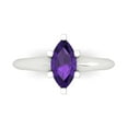 thumbnail image 1 of 1 ct Marquise Cut Natural Amethyst Solitaire 18K White Gold Womens Engagement Ring, 1 of 5