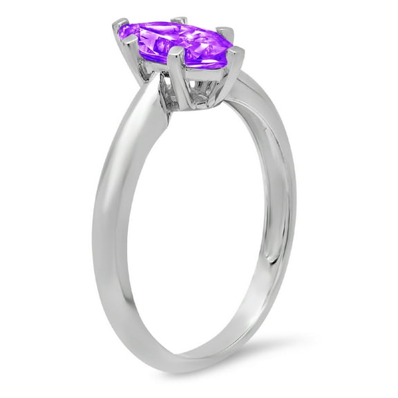 1 ct Marquise Cut Natural Amethyst Solitaire Engagement Ring for Women in 18K White Gold