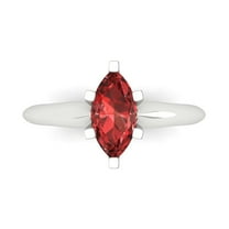 1 ct Marquise Cut Natural Garnet Solitaire Engagement Ring for Women in 14K White Gold
