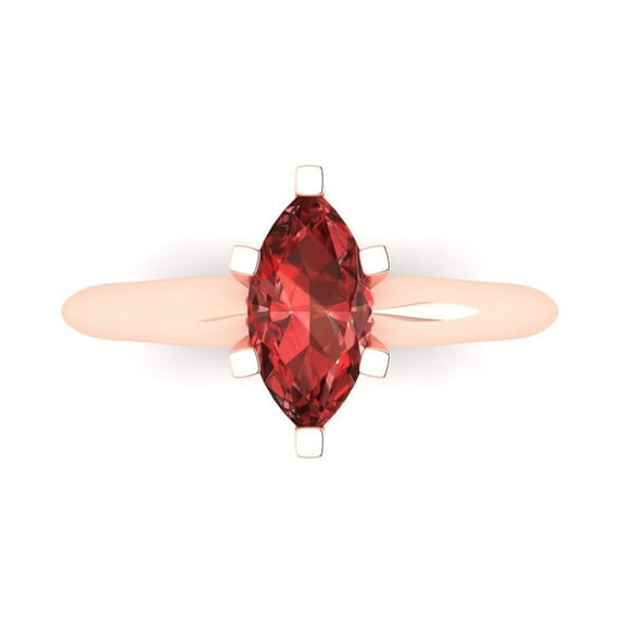 1 ct Marquise Cut Natural Garnet Solitaire Engagement Ring for Women in 18K Rose Gold