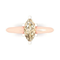 1 ctw Solitaire Anniversary Ring for Women | Marquise Cut Natural Morganite | Hyperallergenic Solid 18K Rose Gold