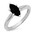 thumbnail image 1 of 1 ct Marquise Cut Natural Onyx Solitaire 18K White Gold Womens Engagement Ring, 1 of 4
