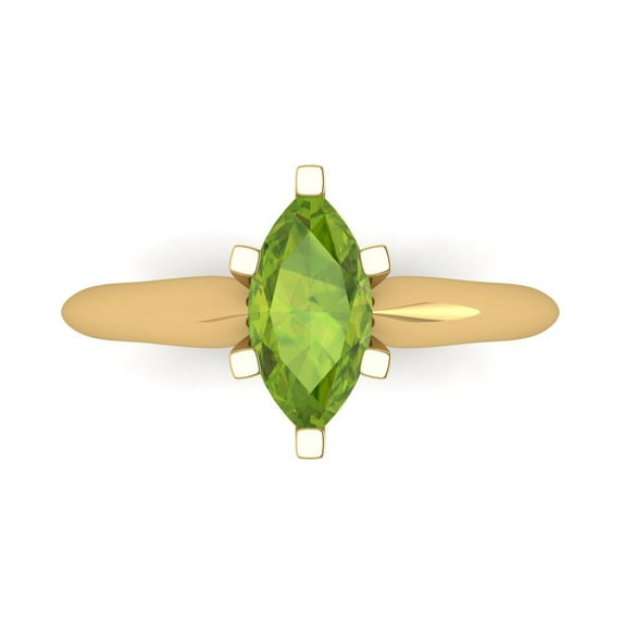 Solitaire Engagement Ring for Women - 1ct Natural Peridot in 14K Yellow Gold Promise Ring