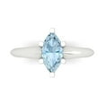 thumbnail image 1 of 1 ctw Solitaire Anniversary Ring for Women | Marquise Cut Natural Sky Blue Topaz | Hyperallergenic Solid 14K White Gold, 1 of 5